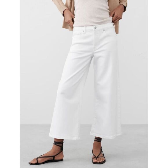 Banana Republic Women's 5 Pocket Mid-Rise Wide Leg Crop Jeans White Size 31/12 - Picture 1 of 8